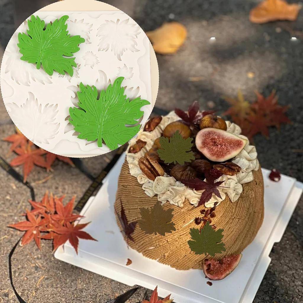 1 Pcs Maple Leaf Fondant Mold, Plant Leaf Chocolate Silicone Molds, for Autumn Theme Party Kitchen Baking Cake Decoration Cupcake Topping Cookie