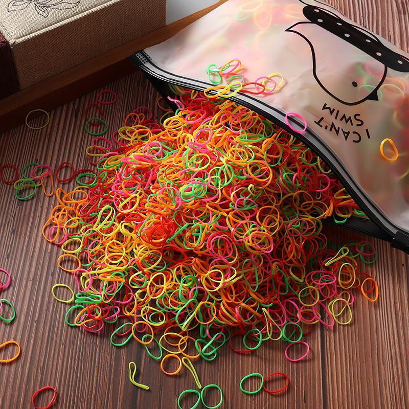 1000 Pcs Colorful Disposable Elastic Hair Ties for Girls – Soft Rubber Ponytail Holders for Kids, Bulk Hair Accessories