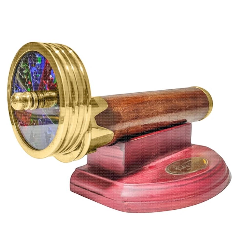 Custom Brass Flower Wheel Kaleidoscope with Stand, Personalized Gift for Dads Men Women Kids Wedding Anniversary Birthdays, Christmas Decor