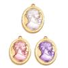 Pack of 5 Elegant Retro Woman Face Embossed Charm Craft Supplies with Stainless Steel Texture Jewelry Materials