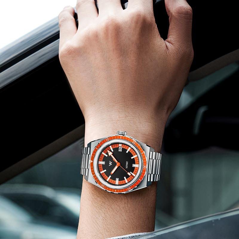 WM Watch Automatic Mechanical Watches NH35 Anti-reflective 200 Water Resistant Glass Bezel Sapphire Welly Merck Watch WM194