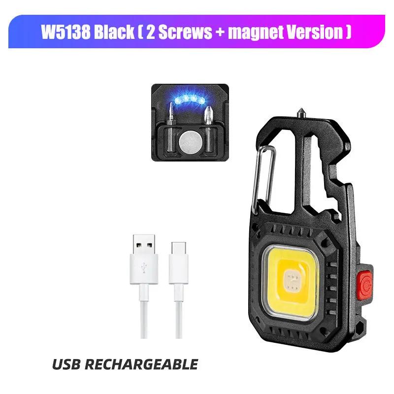 COB Keychain Work Light Portable EDC Flashlight High Lumens Camping Hiking Running Emergency Lighting Lamp With Screwdriver