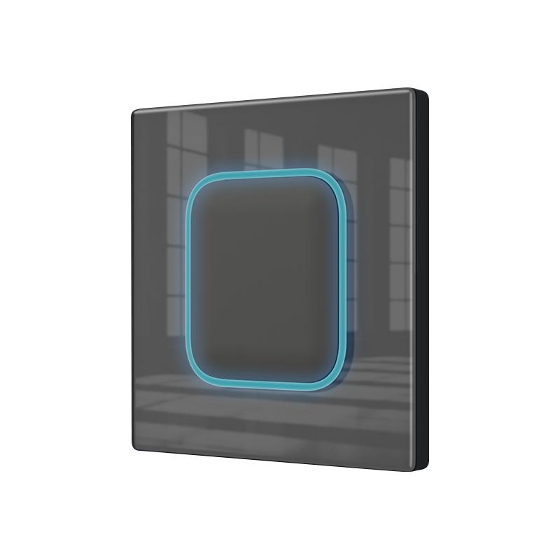 Interruptor de Parede Elétrico de Vidro Preto Deluxe UK com Botão de Reset, Tomada, Interruptor de 1/2 Módulo com Tomada de Carregamento USB C, Vidro Temperado