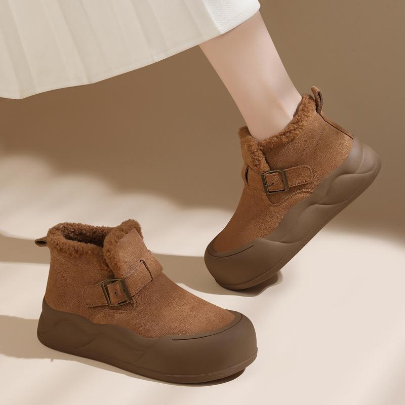 New fashionable short tube snow boots for women with fleece short boots winter warm cotton shoes