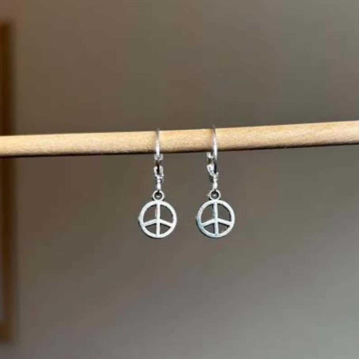 

Серебряные серьги-подвески со знаком мира, Минималистичная подвеска, Ювелирный подарок для нее, Простые серьги