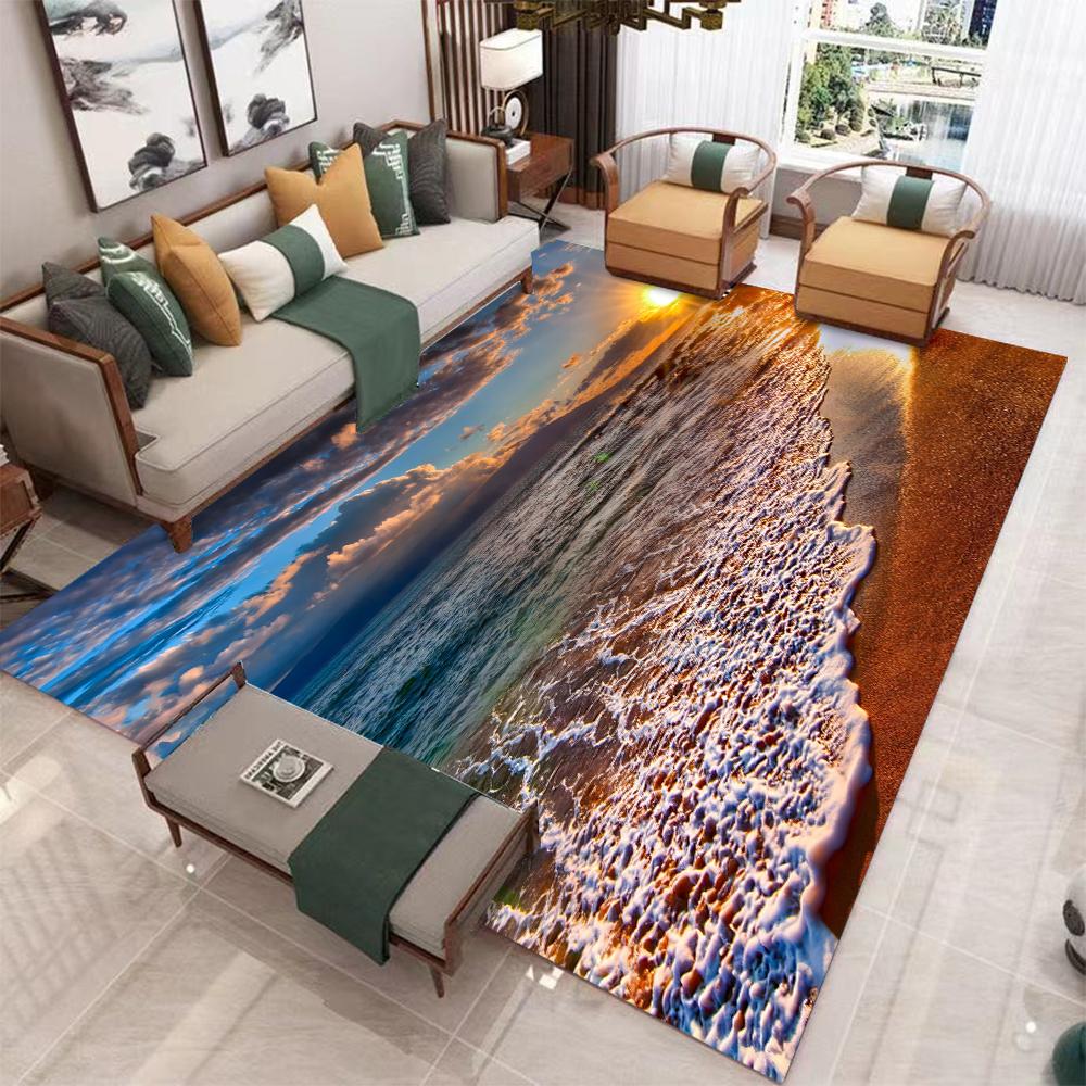 Sea Wave Printed Carpet for Home Living Room Decor Floor Mat Non-slip Bedroom Bedside Coffee Table Area Rugs Bathroom Doormat