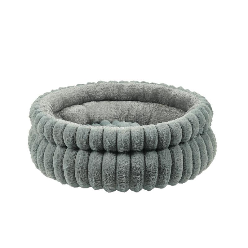 New Detachable Round Pet Bed Thick Warm Waterproof Dog Cat Nest All Season Small Medium Dog House with Removable Cushion