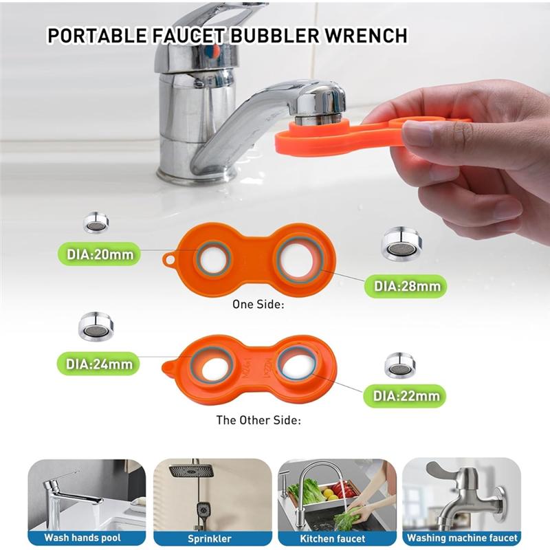 Faucet Bubbler Wrench Kit(3Pcs) With Gloves, Aerator Removal Tool For Kitchen Sink Bathroom Tap-B61B