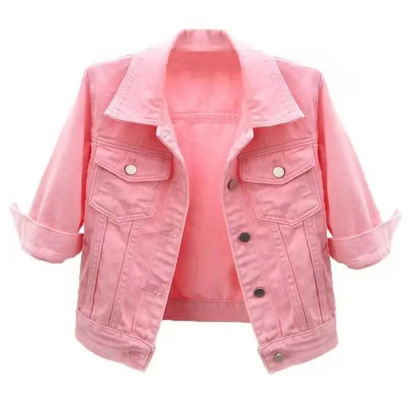 Spring and Summer All-match Three-quarter Sleeve Denim Jacket Women's Short Outer Wear Thin Korean Jacket Student Top