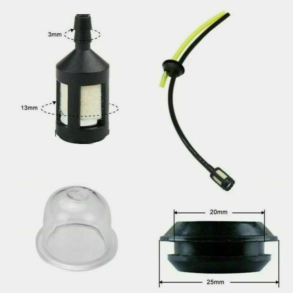 Kraftstoffschlauchfilter für Primer Kompatibel mit Heckenschere Kettensäge Benzin 3mm ID 5mm AD 21cm Hauptschlauch 10cm Rücklaufschlauch