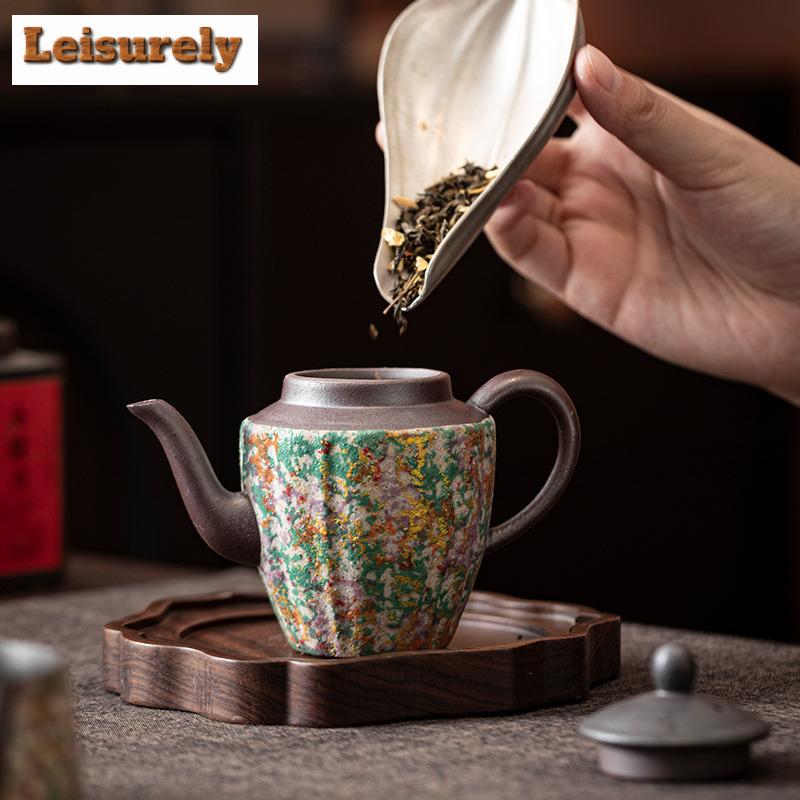 150ml Rock Painting Time Teapot Vintage Tea Infuser Pot Tea Brewing Kettle With Ball Hole Chinese Tea Set Supplies Collection
