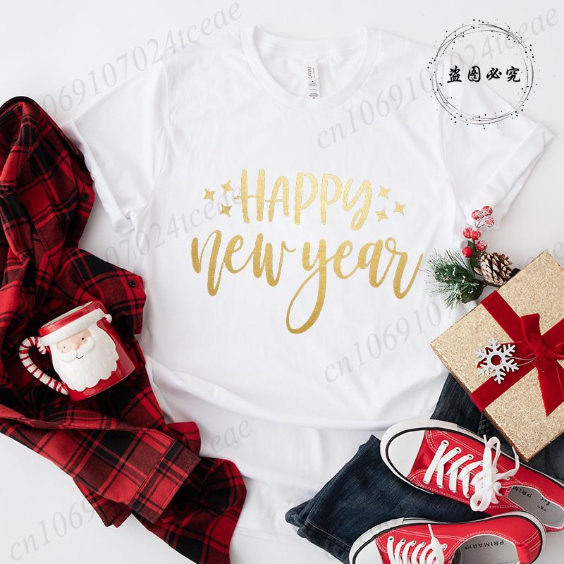 Hello 2026 Happy New Year Crew T-shirt Men's Women Shirts Clothes Casual Fashion Hip Hop Streetwear Tshirt GoodBye 2025 Outfit