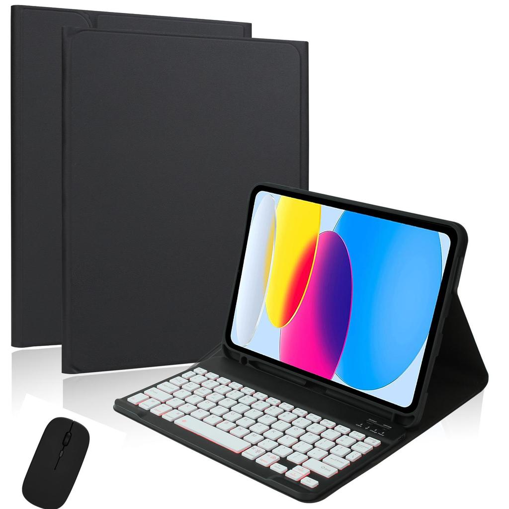 iPad 10.9" 9th Gen Magnetic Leather Case with Seven-Color Backlit Bluetooth Keyboard