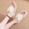 Fashion Roman Style Beach Pearl Flat Rubber Bow Woman Shoes On Sale Offer 2025 Trend Chic and Elegant Low Price Summer Sandals for Women
