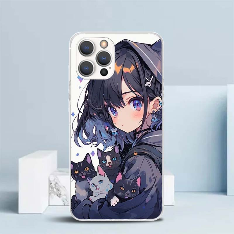 

Милый Аниме Инс Девочки Животное Кошка Мягкий Чехол для iPhone 16 17 Air 15 14 Pro Max 16E Чехол для Телефона 13 Mini 12 11 7 SE 8 С рисунком iPhone 12 (12 Pro)