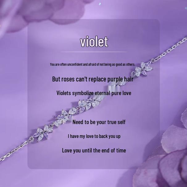Exquisite S925 Sterling Silver Violet Bracelet for Women - Elegant Design, Perfect Gift for Best Friend or Girlfriend’s Birthday