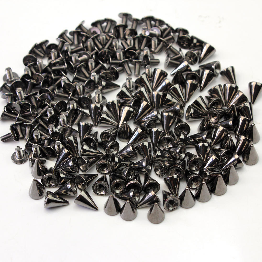 100x Punk Rock Metal Cone Screw Studs Rivet Spikes DIY Dog Collars Bags Clothes