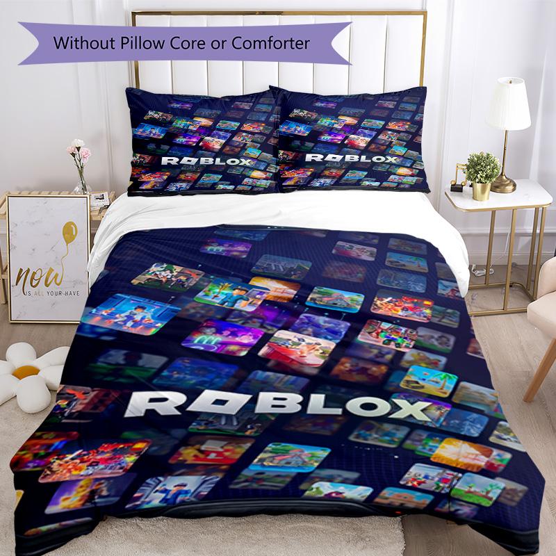 Ensemble de literie Roblox Housse de couette respirante avec taies d'oreiller Linge de lit décoratif pour chambre à coucher Décoration de maison Cadeau d'anniversaire