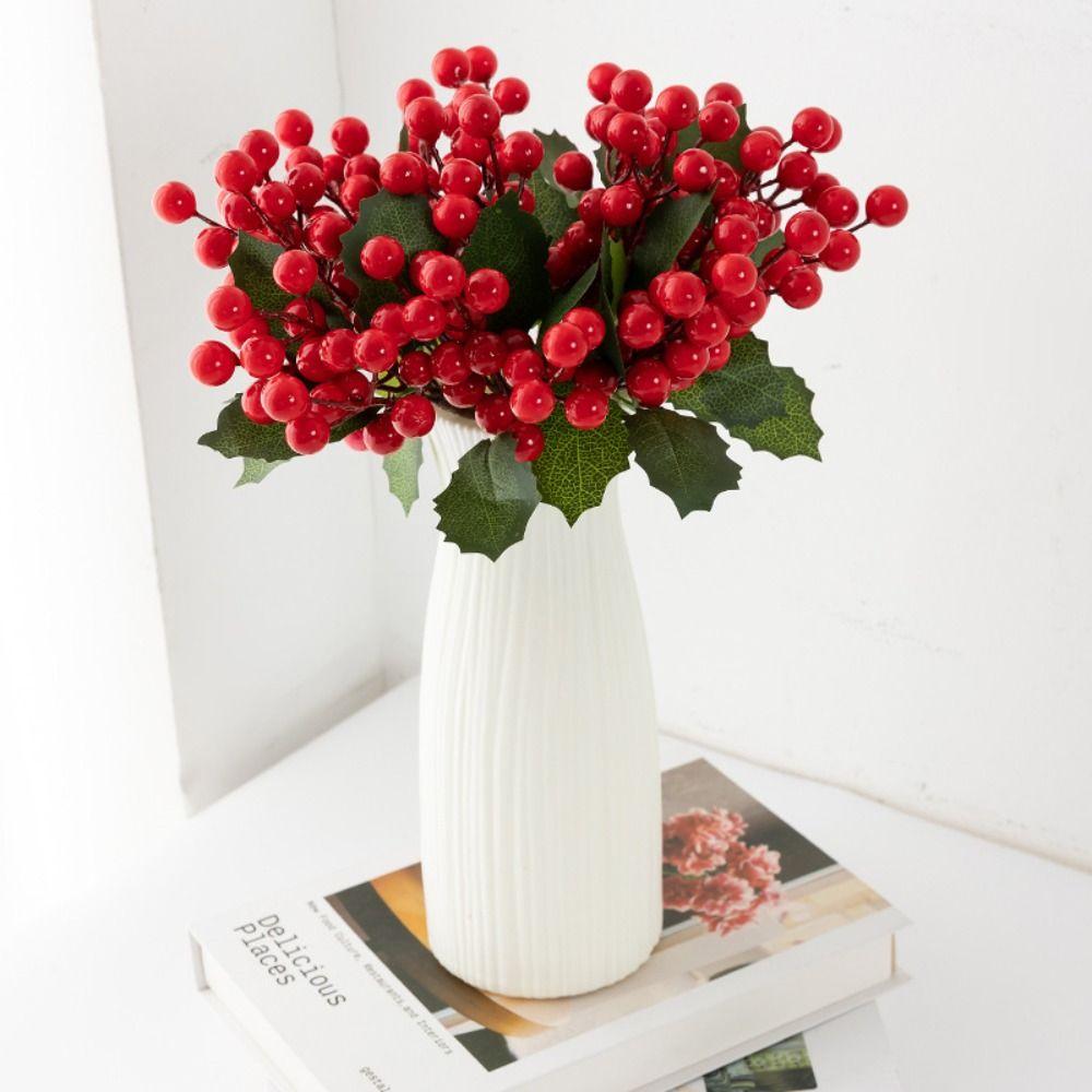Lifelike Artificial Christmas Berry Branches Handmade Fake Red Berries  Wedding Party