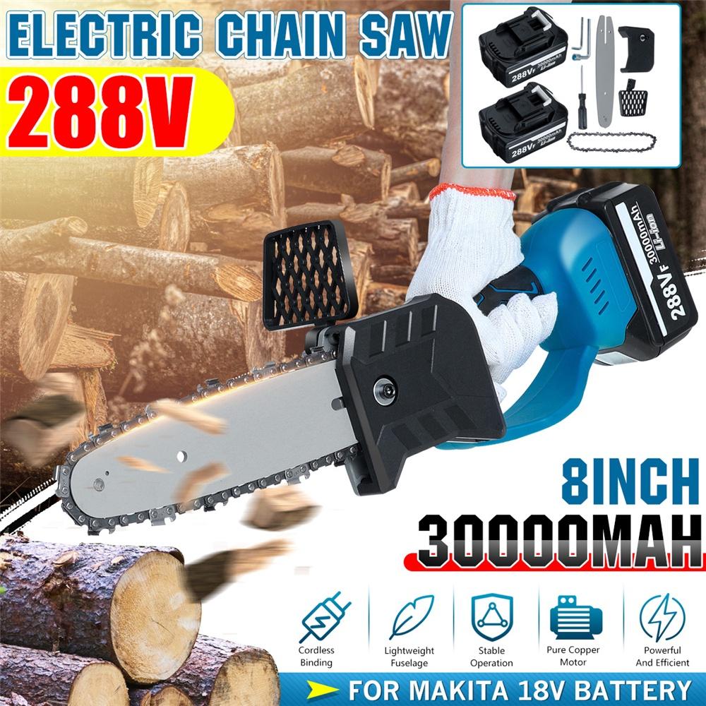 288VF Brushless Cordless Electric Saw 8inches Chainsaw Bracket Wood Cutting Machine Power Tools 2 Battery For Battery