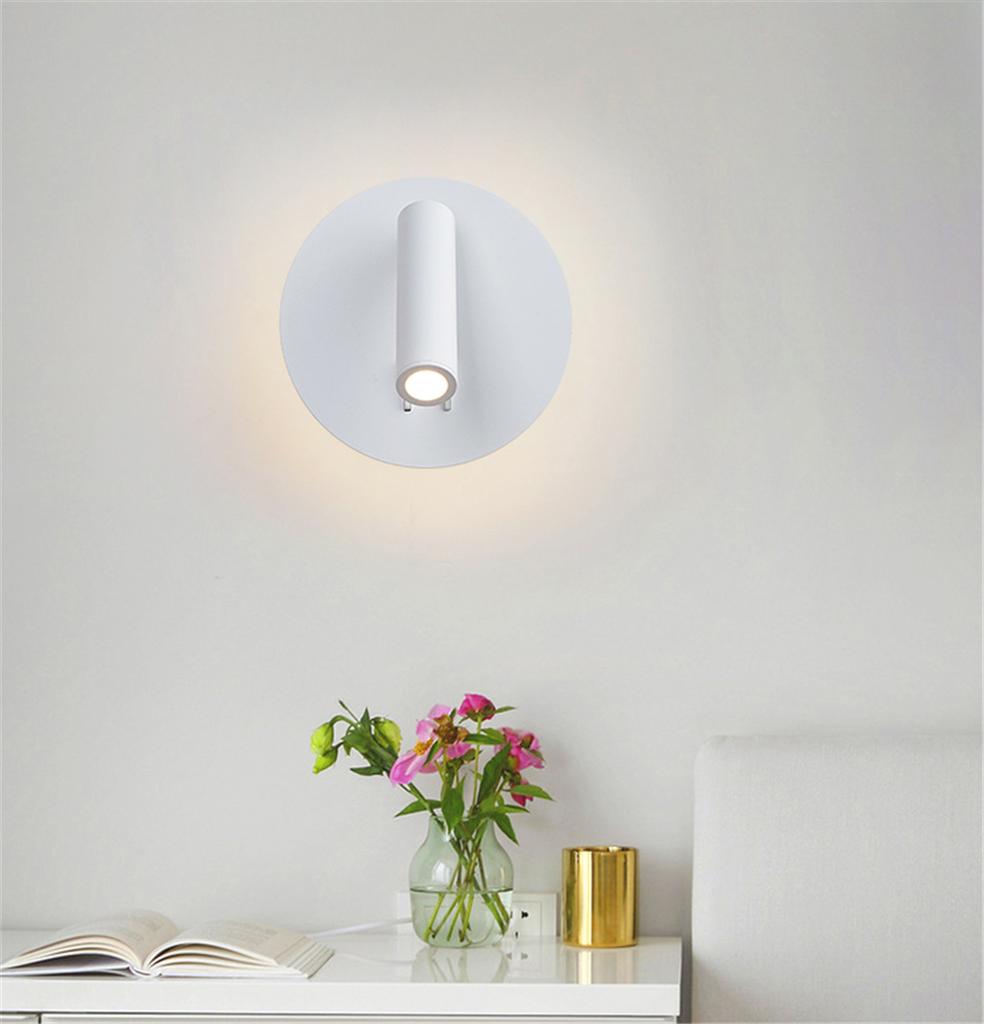 Bedroom Beside Wall Lamp LED Wall Light With Switch Reading Light Adjustable Lighting Angle Iron+Aluminum+ Acrylic AC90-260V