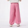Girls' Elastic Waist Lace Cuffed Wide-Leg Pants with Apple Buttons