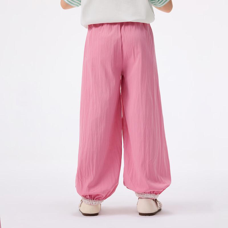 Girls' Elastic Waist Lace Cuffed Wide-Leg Pants with Apple Buttons