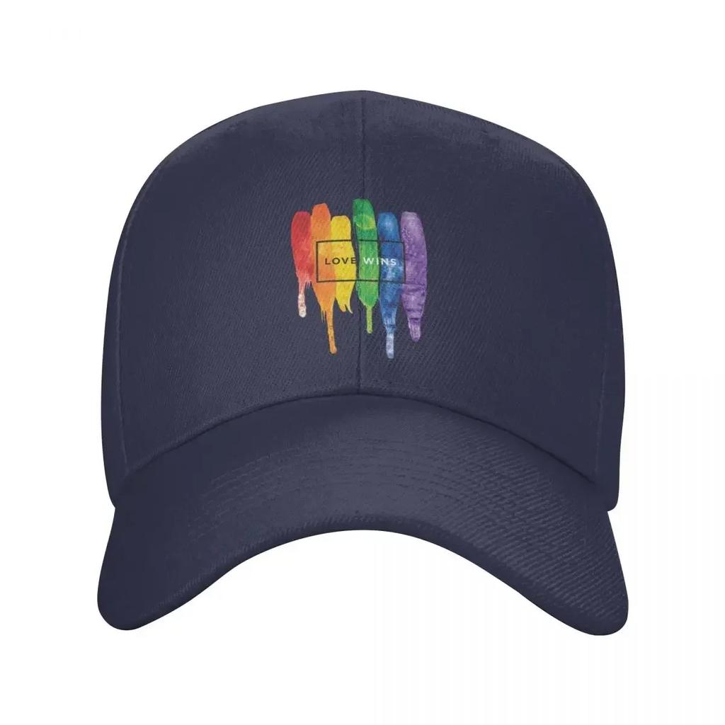 Custom Love Wins Rainbow LGBT Baseball Cap Outdoor Women Unisexs Adjustable Gay Pride Lesbian Dad Hat Summer Snapback Hats