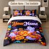 Halloween Theme Custom Text Or Name 3Pcs Bedding Set 1 Flat Sheet & 2 Pillowcases Personalized Home Bedding