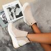 Women Wedge Snow Boots Fashion Autumn Winter Zipper Warm Plush Solid Platforms Korean Casual Short Ankle BootsCotten Shoes