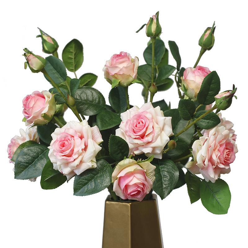 52CM3 Head Curled Rose Artificial Flower Home Floral Wedding Decoration Bouquet Feeling Moisturizing Horned Rose Flower