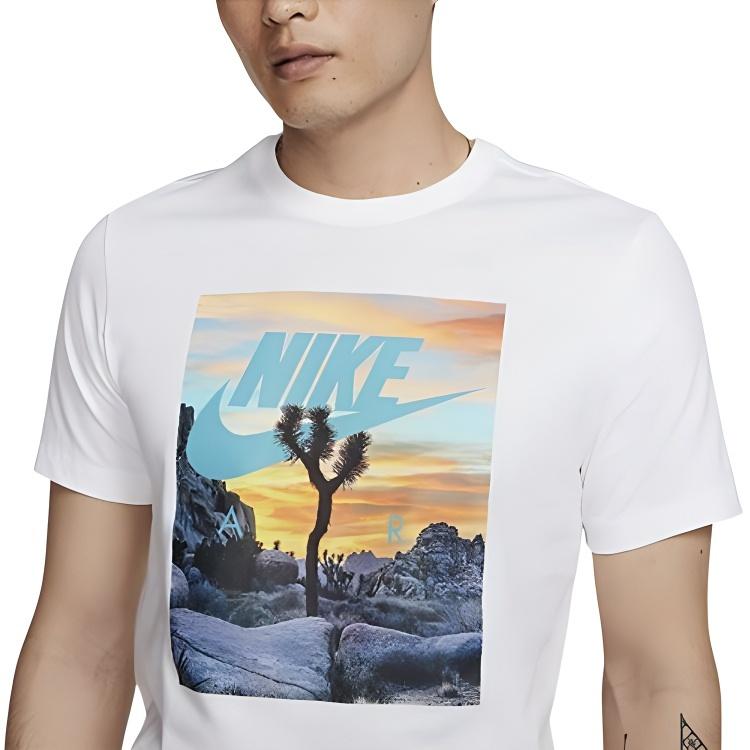 Nike T Shirts Men's White Crew Neck Moderate Straight Fit DH0053-100