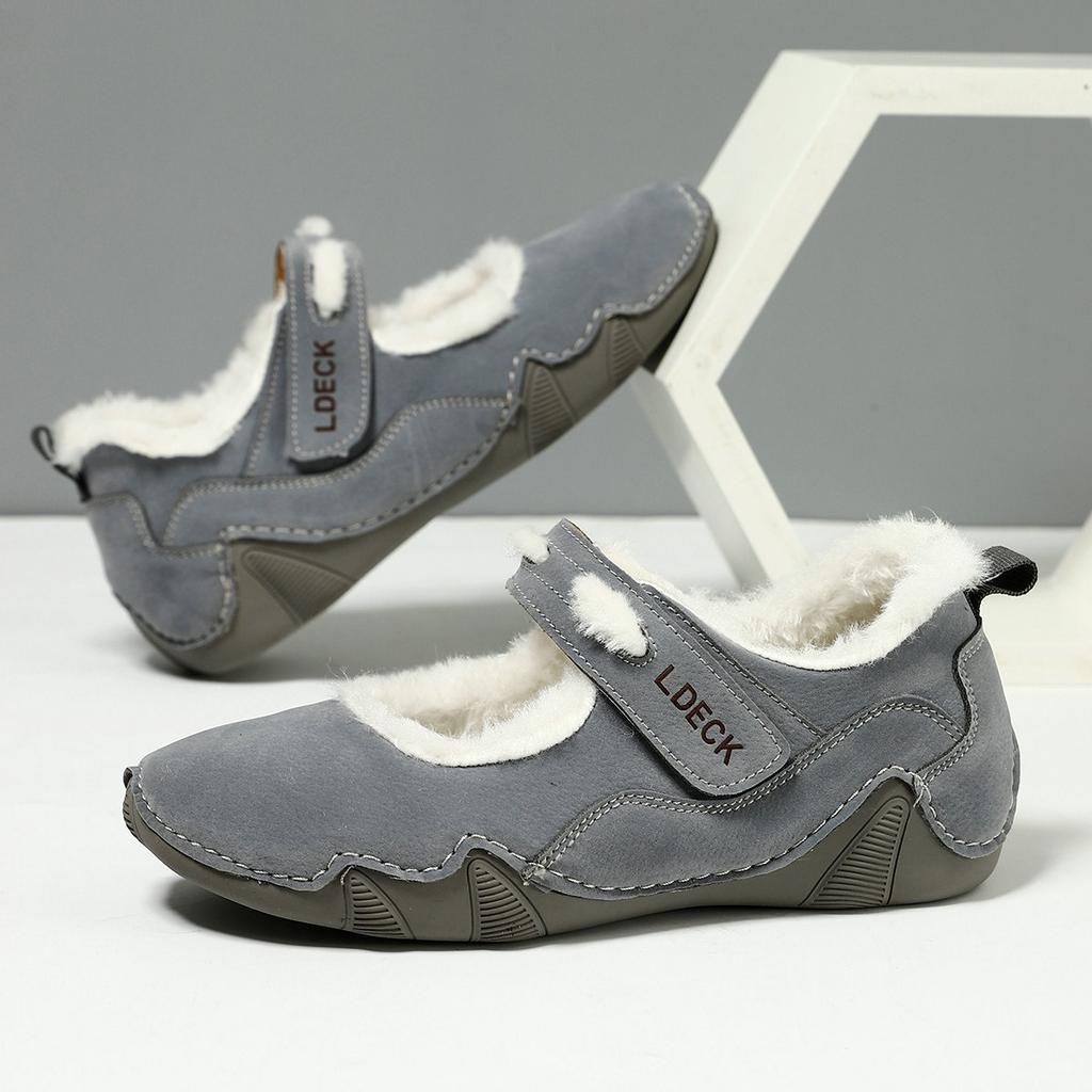 Fleece Warm 2025 Large Size Women's Shoes Outdoor Casual Shoes Winter Shoes Sneakers Velcro Single Shoes