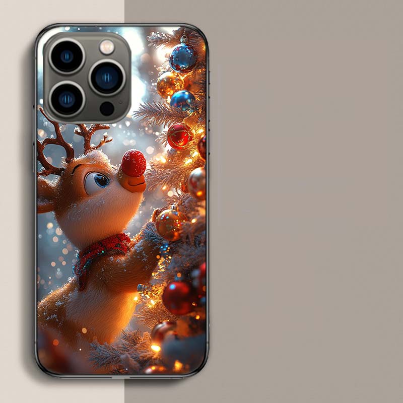 

Christmas Reindeer Decorated With Snow Phone Case For Iphone 17 Air 15 Pro 14 Plus 16 Pro Max 17E 16E 12 13 Mini 11 Cover Cute iPhone 15 Pro
