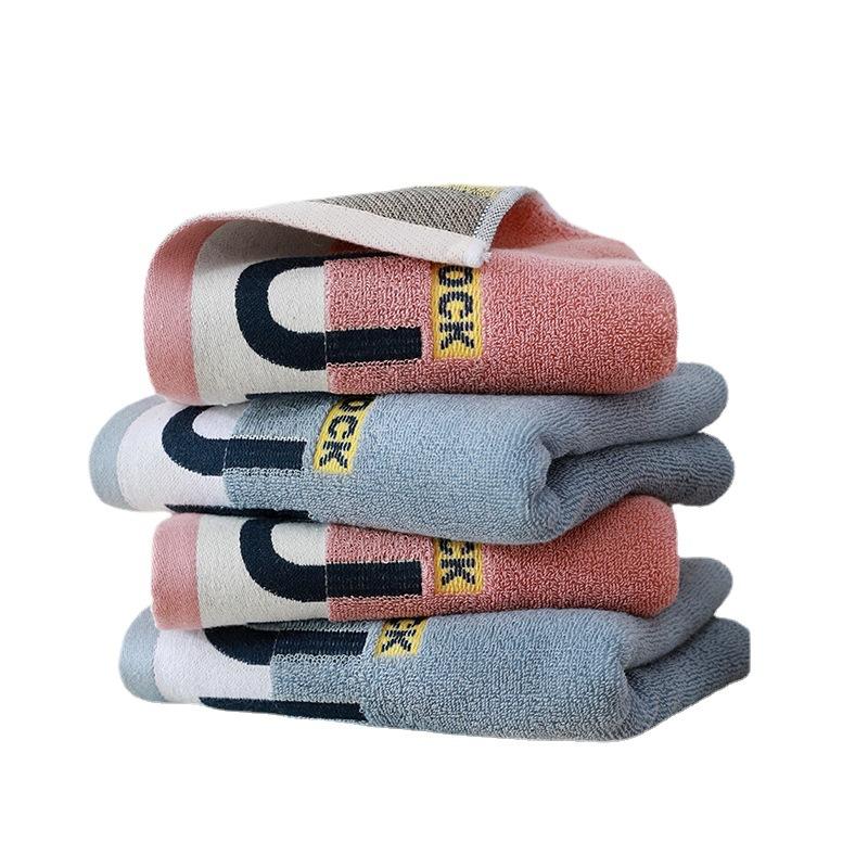 Pure Cotton Face Towel Cotton Home Letters Design Plush Bathing Absorb Water and Not Easy To Lose Hair Color Knitted Towel