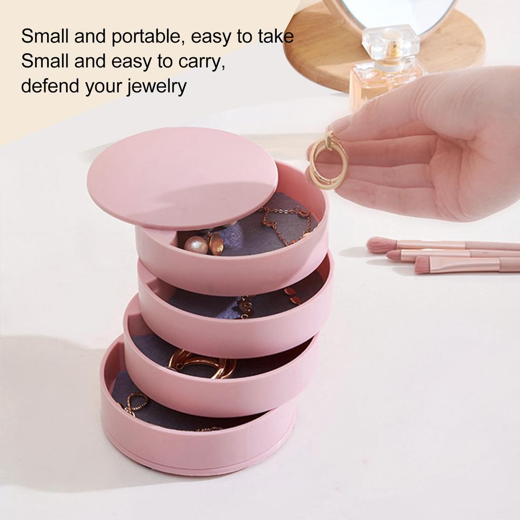 Rotatable Jewelry   4 Layers 360 Degree Rotation Dustproof Round Jewelry Box with Lid for   Household