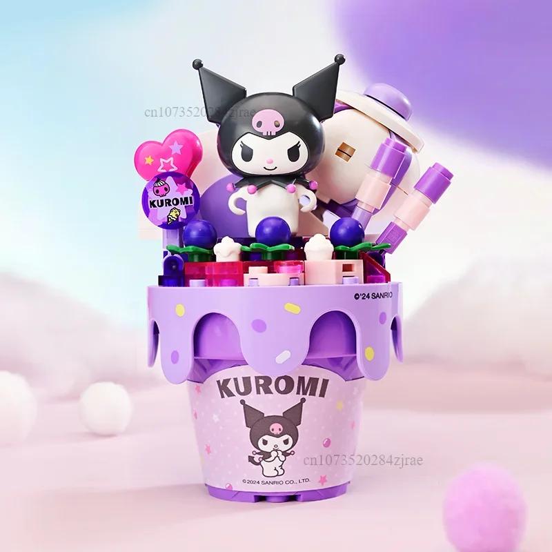 New Keeppley Sanrio Building Blocks Hello Kitty Kuromi Pochacco Cinnamoroll Ice Cream Cone Splicing Model Toy Ornaments Gift