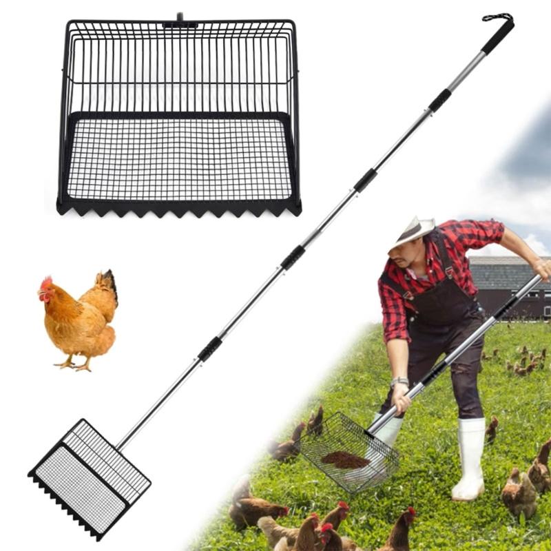 5 Part Extendable Handle Waste Tool With Integrated Attachment For Simple Pet And Poultry Waste Removal