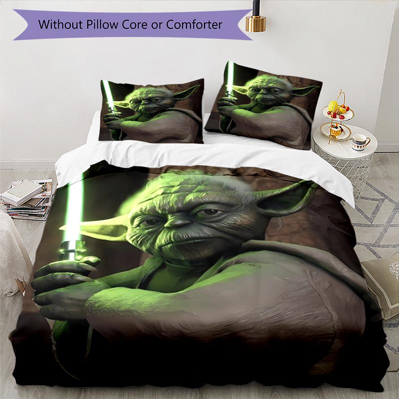 3pcs Yoda Bedding Set Duvet Cover Closure Includes 1 Duvet Cover & 2 Pillowcases, Soft and Comfortable for All Seasons.