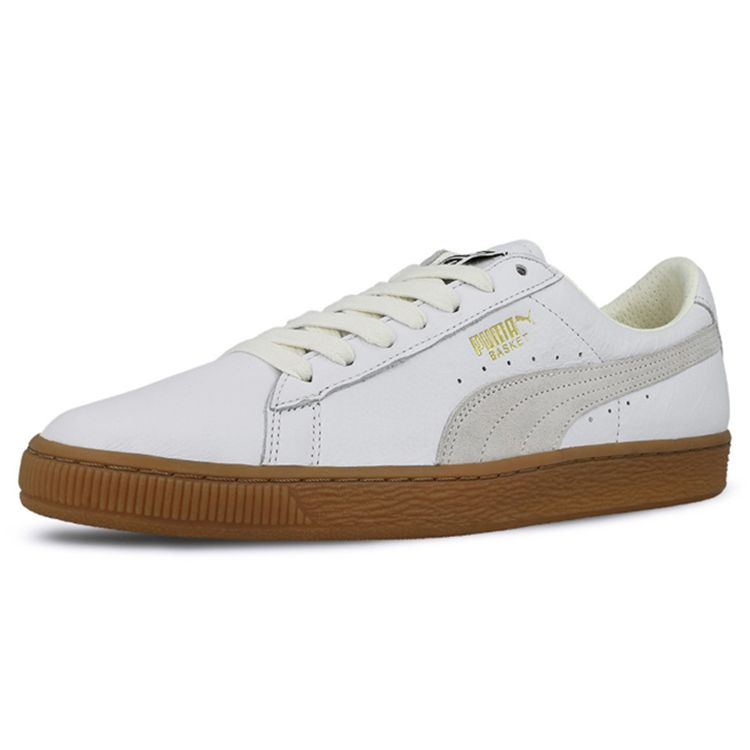 Puma Basket Gum Deluxe Retro Casual Low Top Sneakers Men Sneakers Gray White 365366-01
