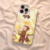 Curious G-George Monkey Phone Case For iPhone 17 Air 16 15 14 11 12 13 Pro Max Plus X XR XS Colored Silver Hard Cover