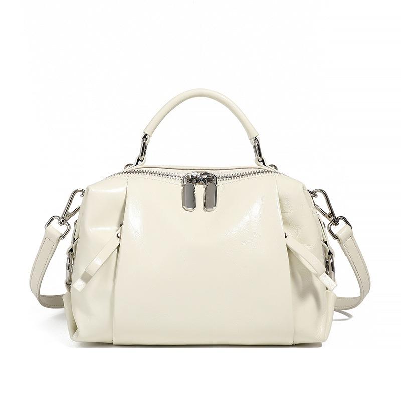 Zency Women High Quality Genuine Leather Boston Bag Roomy Pockets For Everyday Use