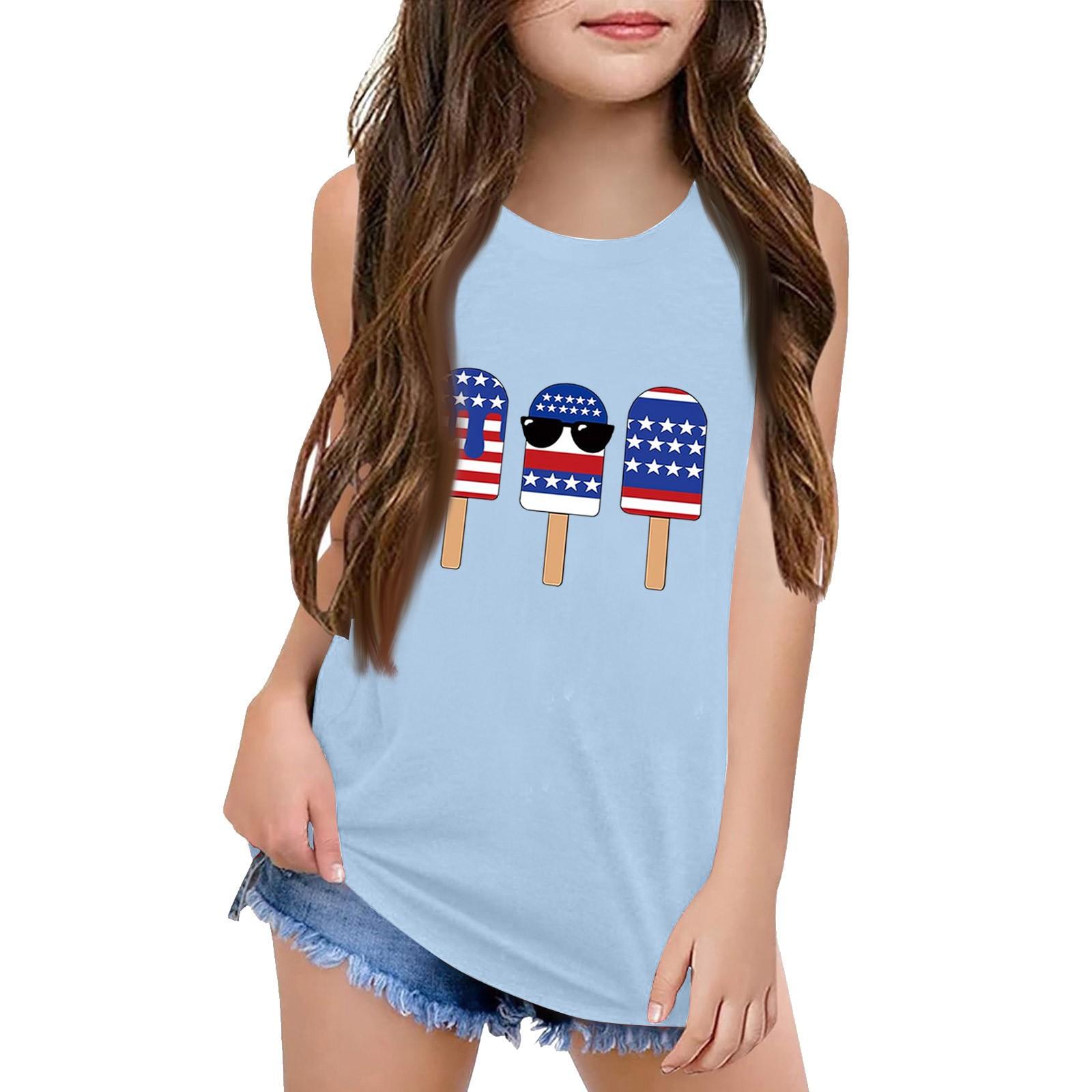 

Girls Kids Summer Crewneck Sleeveless Shirts Tank Tops 160