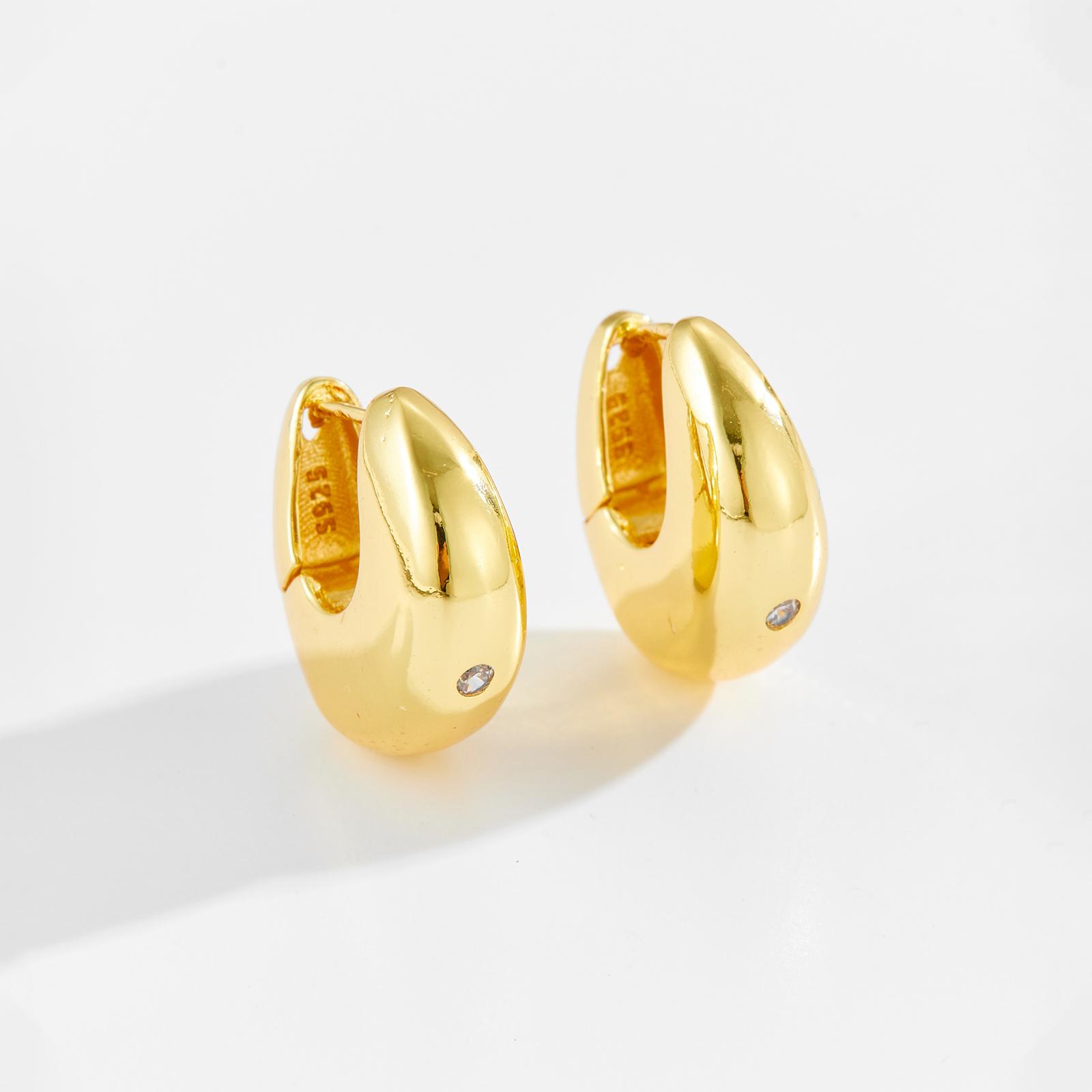 

DPLAOPA 925 Silver Gold Zircon CZ Thick Hoop Earrings Huggies Vintage Luxury Fine Rock Punk Women Jewelry золотой