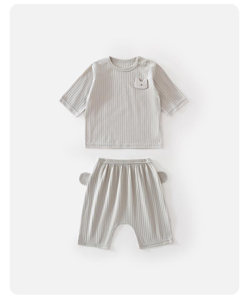7-Sleeve Baby Pajama Set: Pure Cotton, Tagless, Breathable, Sweat-Absorbent, Unisex, Summer Two-Piece Base Layer