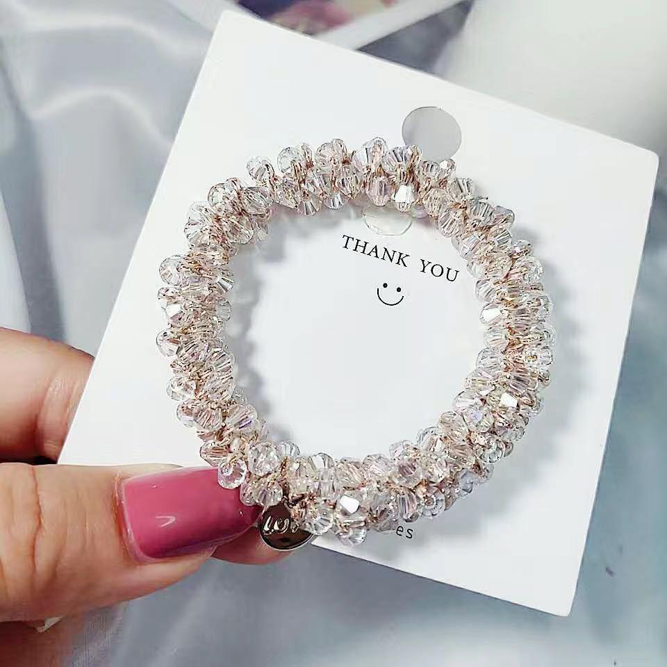 Korean Retro Pearl Hair Tie & Bracelet - Dual-Use Crystal Hair Accessory