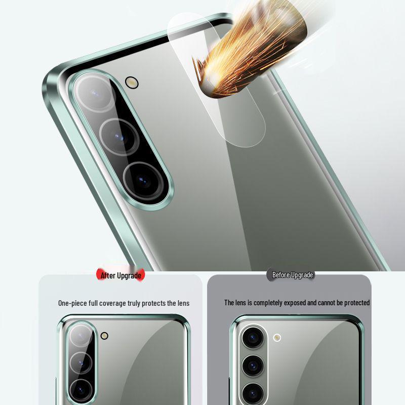 Compatible Samsung S25u HD Full Coverage Transparent Protective Magnetic Metal Case