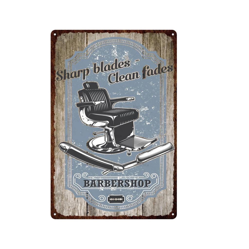 Outils de barbier de Style européen, signe en étain en métal, plaque murale Vintage, décor de magasin de tatouage, Plaques de peinture imprimées artistiques