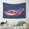 Red Character Logo with Feather On Blue Pattern Wall Hanging Tapestry Decorative Tapestry Home Decor for Bedroom and Living Room