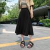 DIMANAF 2026 Summer New Plus Size Women Long Skirts Fashion Office Lady Style Pleated Skirt with Pockets Solid